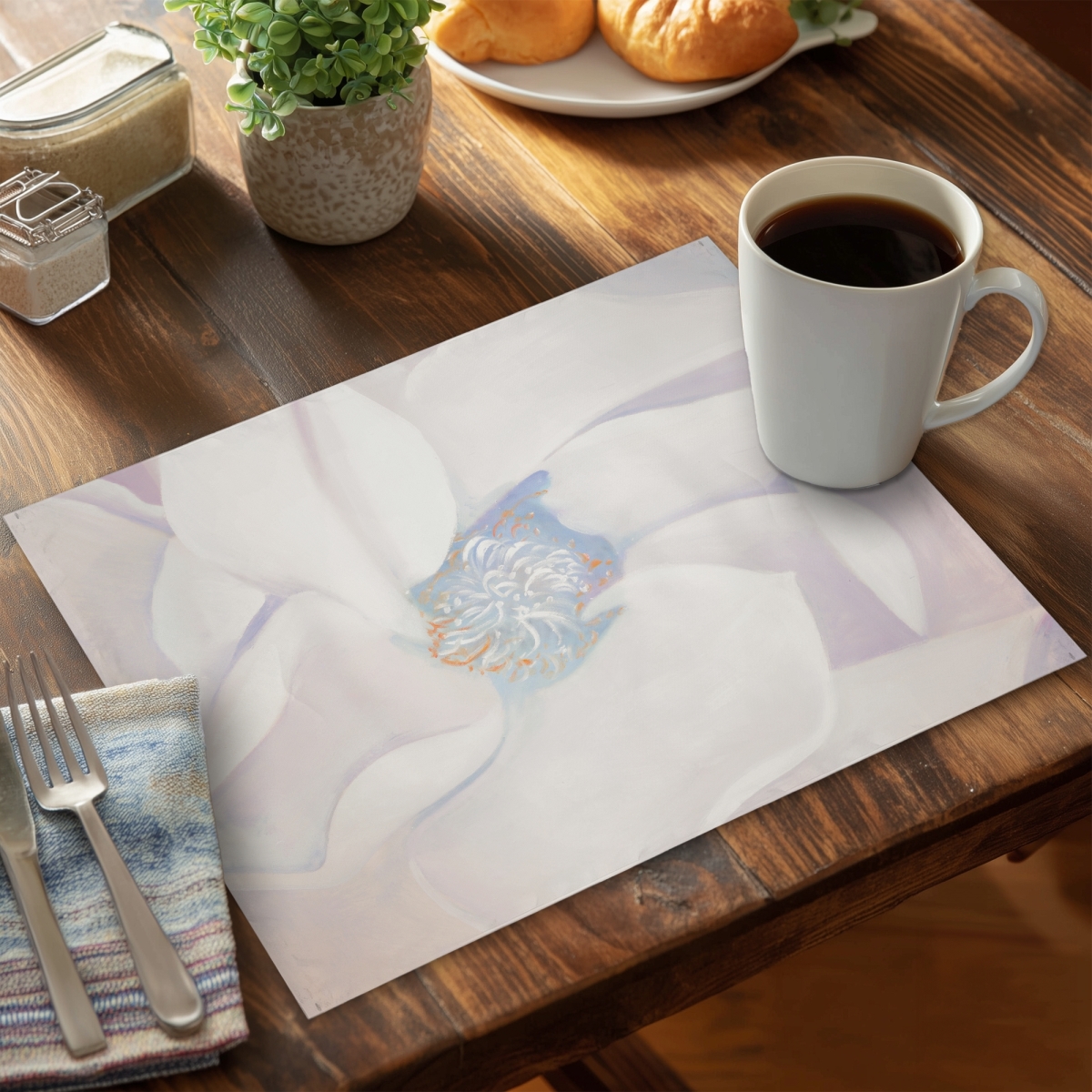 Picture of Begin Home Decor CPPM1418L15U5L 14 x 18 in. Delicacy Minimalist Floral Polyester Placemat - Home Decor