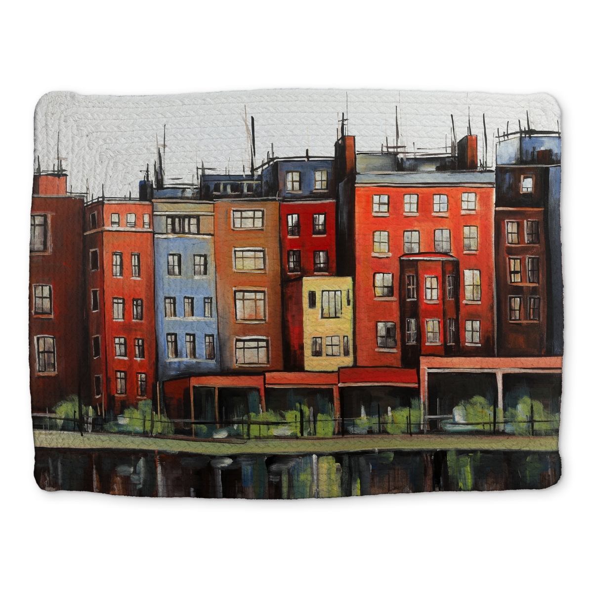 Picture of Begin Home Decor CBPM1418TTPYF0 14 x 18 in. Boston Fall Colors Buildings Placemat - Cities American Blue