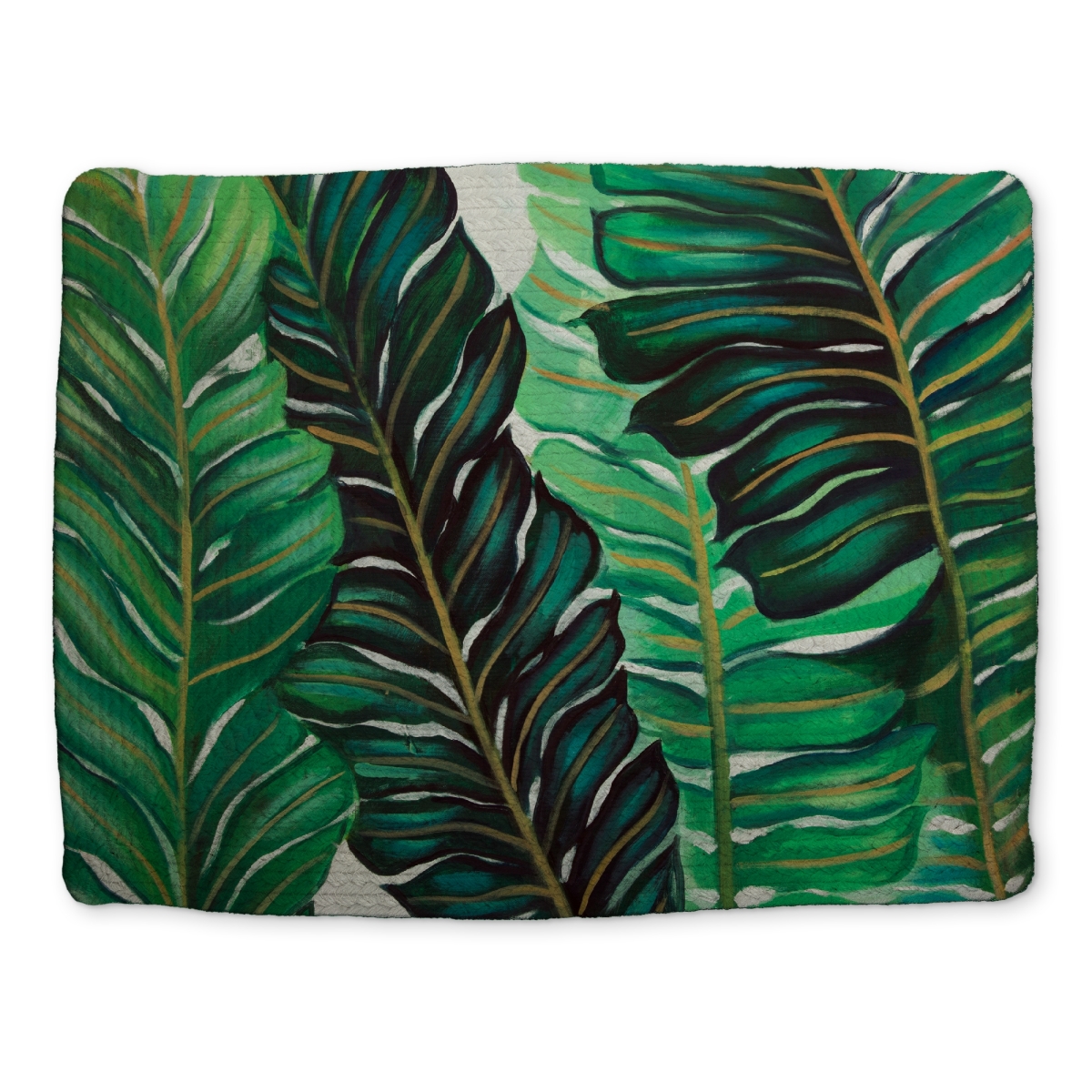 Picture of Begin Home Decor CBPM1418OM8OBT 14 x 18 in. Botanical Green Braided Placemat - Exotic Plant Leaf Decor