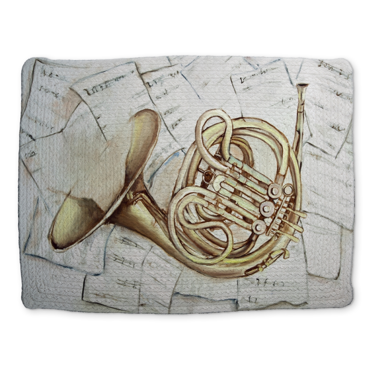 Picture of Begin Home Decor CBPM14184YWR70 14 x 18 in. Horn on Music Sheet Braided Placemat - Bedroom Decor