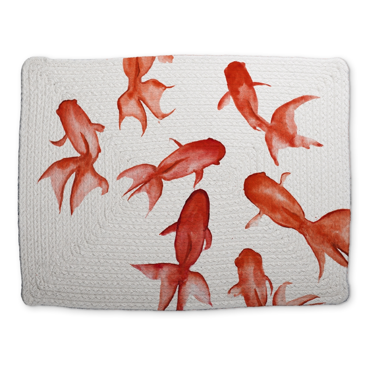 Picture of Begin Home Decor CBPM1418SJ364L 14 x 18 in. Red Fishes Braided Polyester Placemat - Asian Home Decor