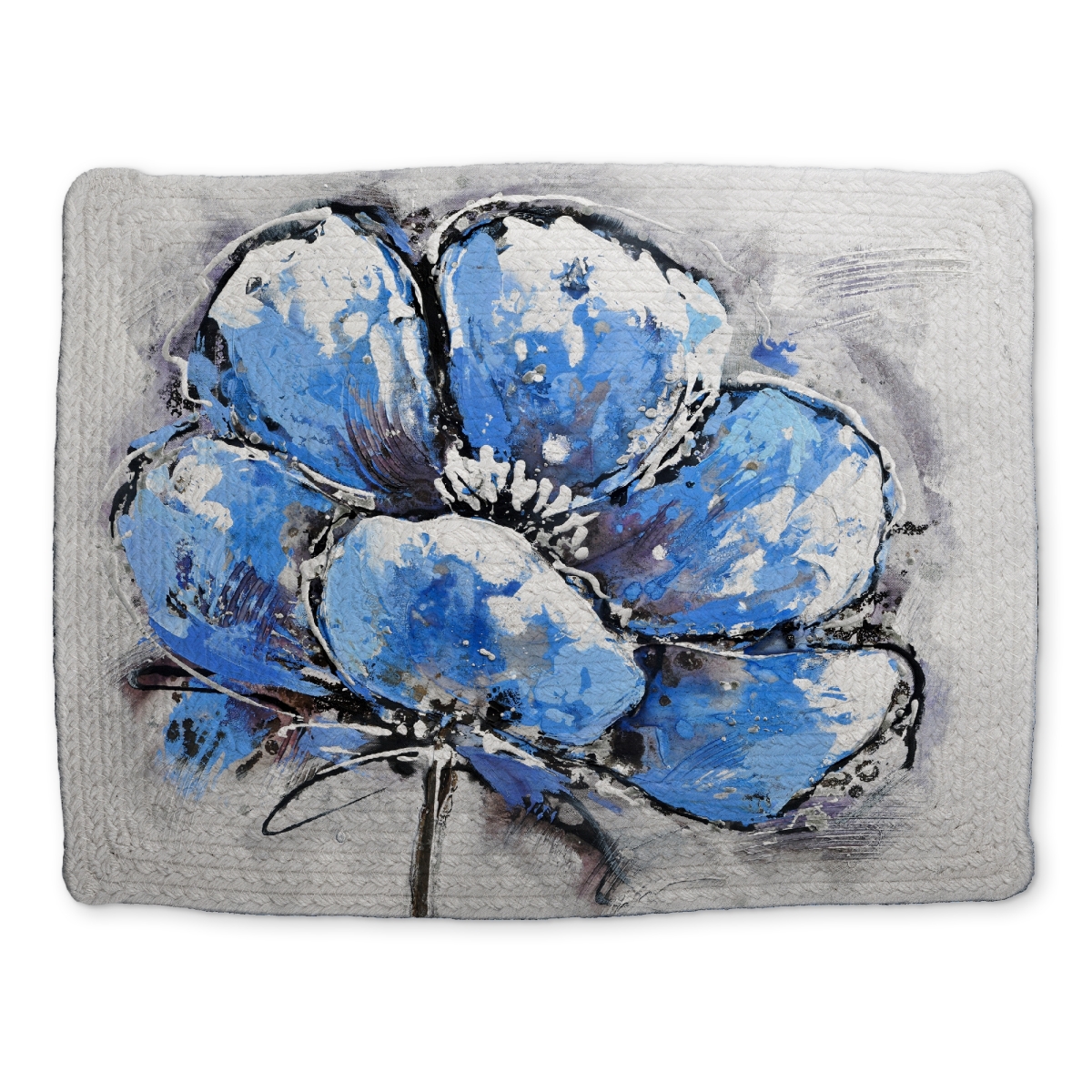 Picture of Begin Home Decor CBPM1418WSGMET 14 x 18 in. Abstract Blue Petals Braided Placemat - Home Decor Essential
