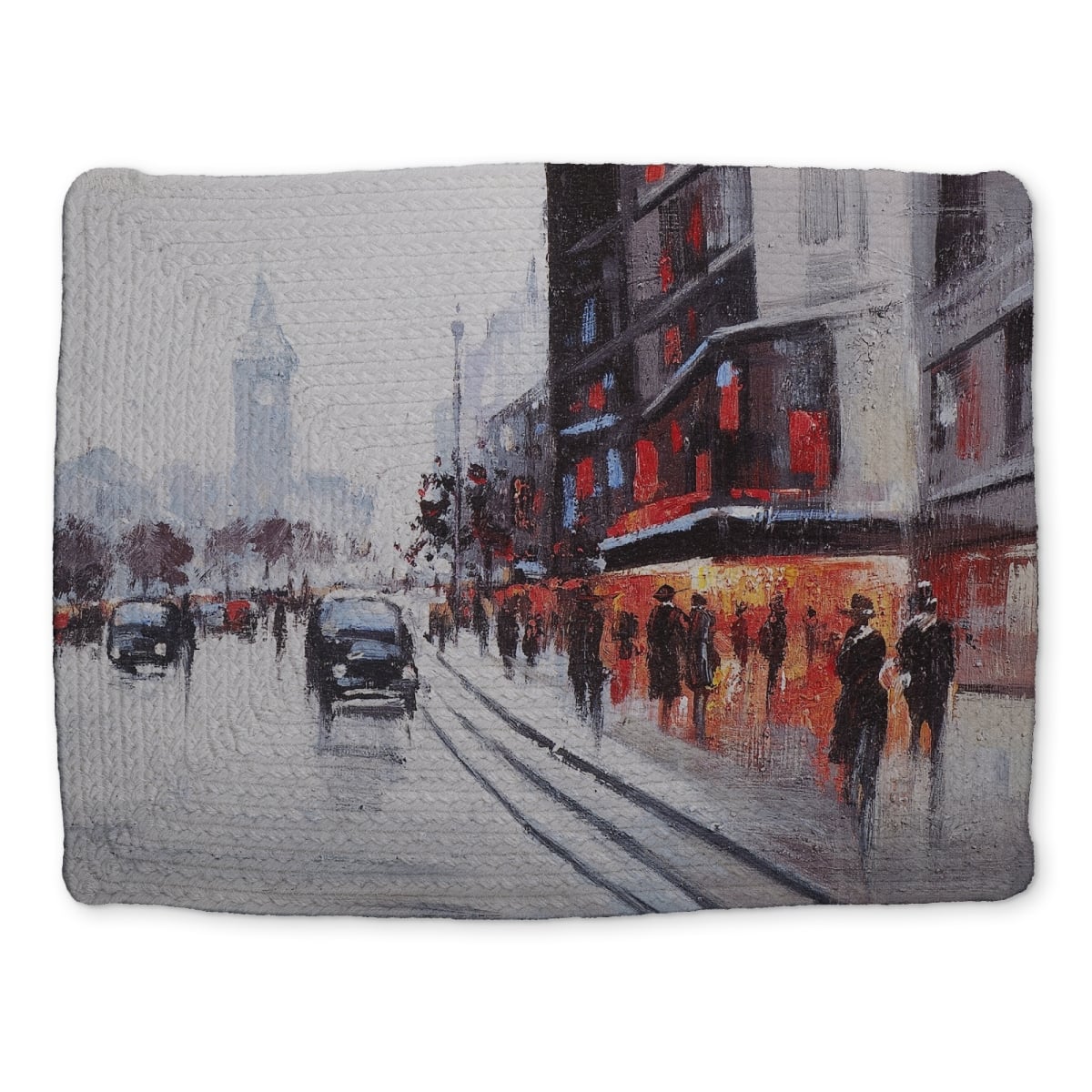 Picture of Begin Home Decor CBPM1418FRMV1H 14 x 18 in. Street Scene Cars Gray Braided Placemat - Home Decor