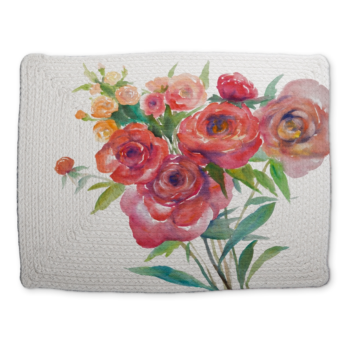 Picture of Begin Home Decor CBPM1418ZJZJB4 14 x 18 in. Pink Romantic Braided Placemat - Watercolor Floral Decor