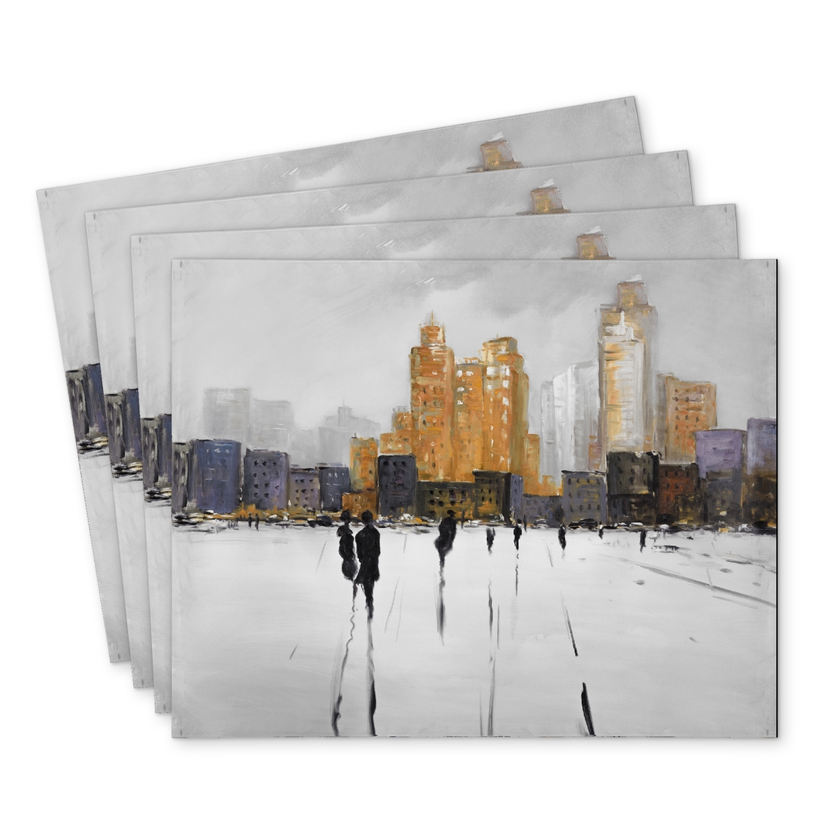 Picture of Begin Home Decor C4PP1418469Y4A 14 x 18 in. Silhouettes Walking Towards the City - Polyester Placemat - Home Decor - Set of 4