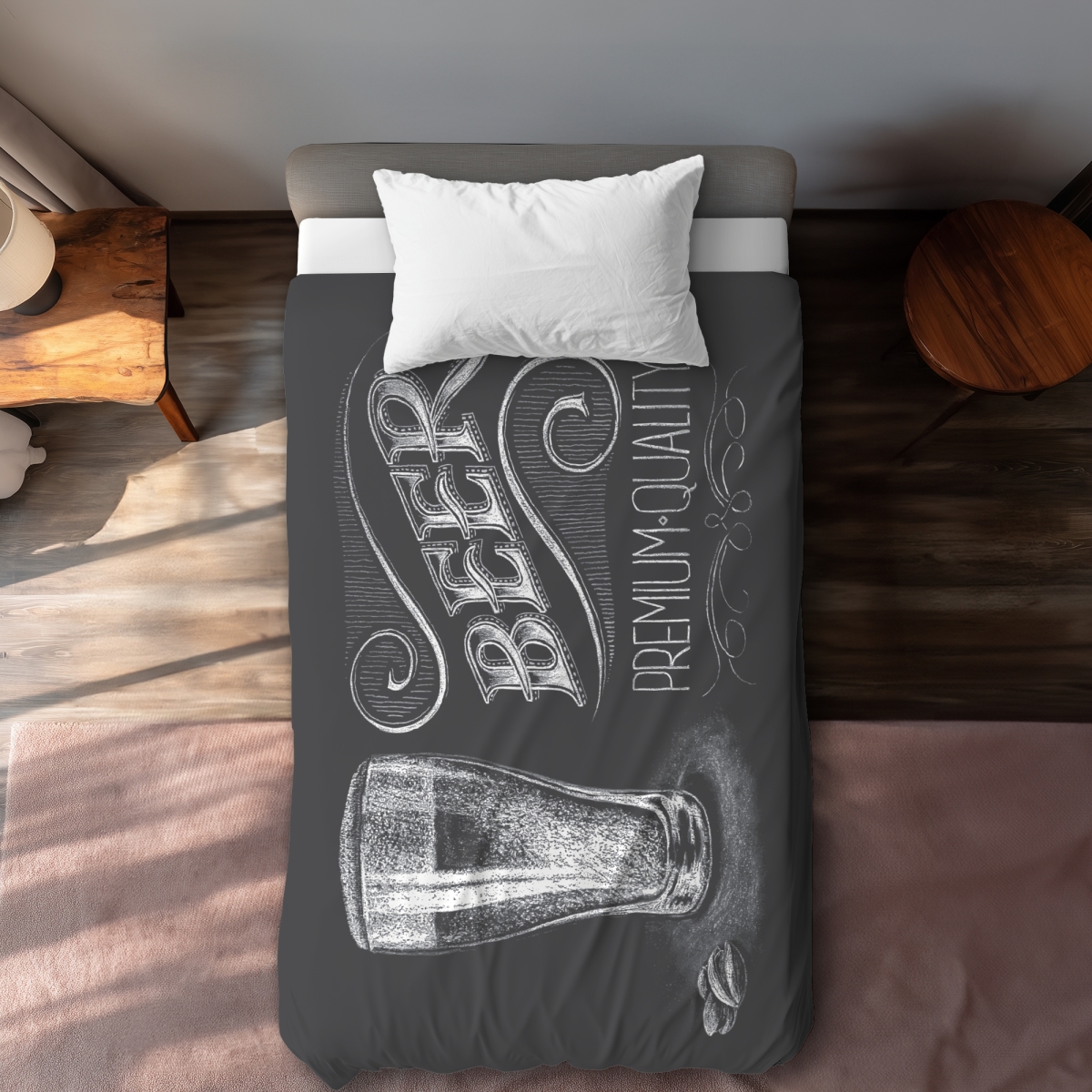 C1DCTXLW1VLJJC Vintage Beer Signboard - Man Cave Gastronomy Twin Size Extra Long Duvet Cover
