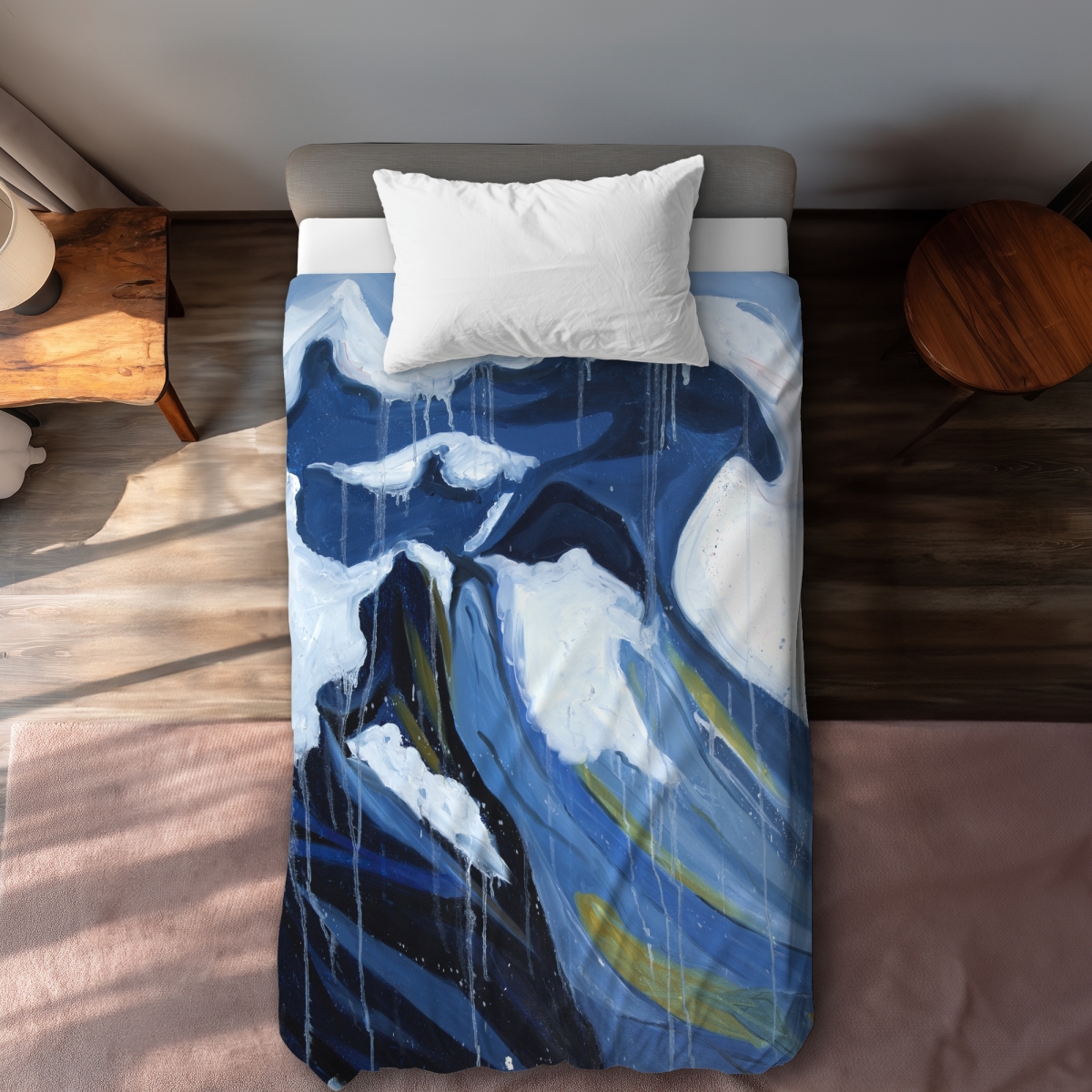 C1DCTXLWE7XE6S Wave in Motion - Classic Blue Coastal Twin Size Extra Long Duvet Cover - Home Decor