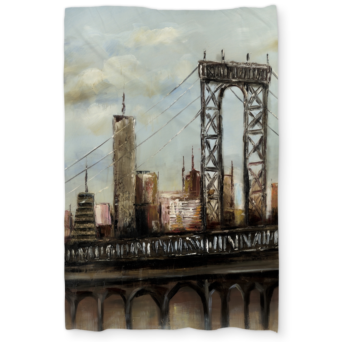 C1DCTXLWHLRCPL City Bridge by A Cloudy Day - Building Brown Twin Size Extra Long Duvet Cover