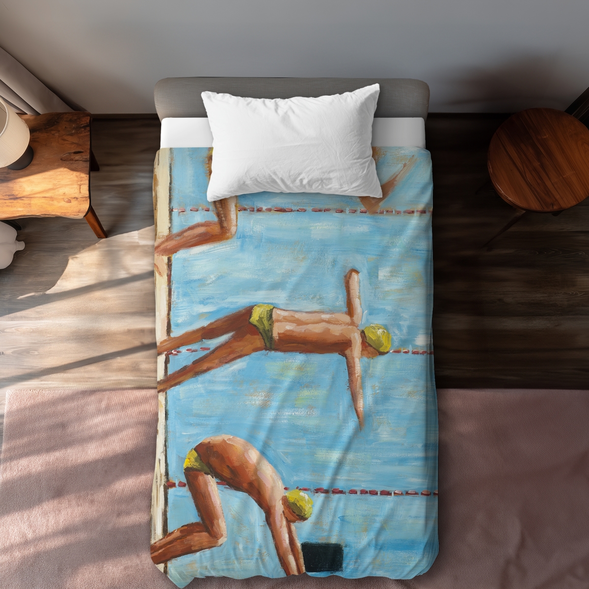 C1DCTXLWGHMYML Swimmers Man Cave Orange Twin Size Extra Long Duvet Cover - Home Decor Essentials