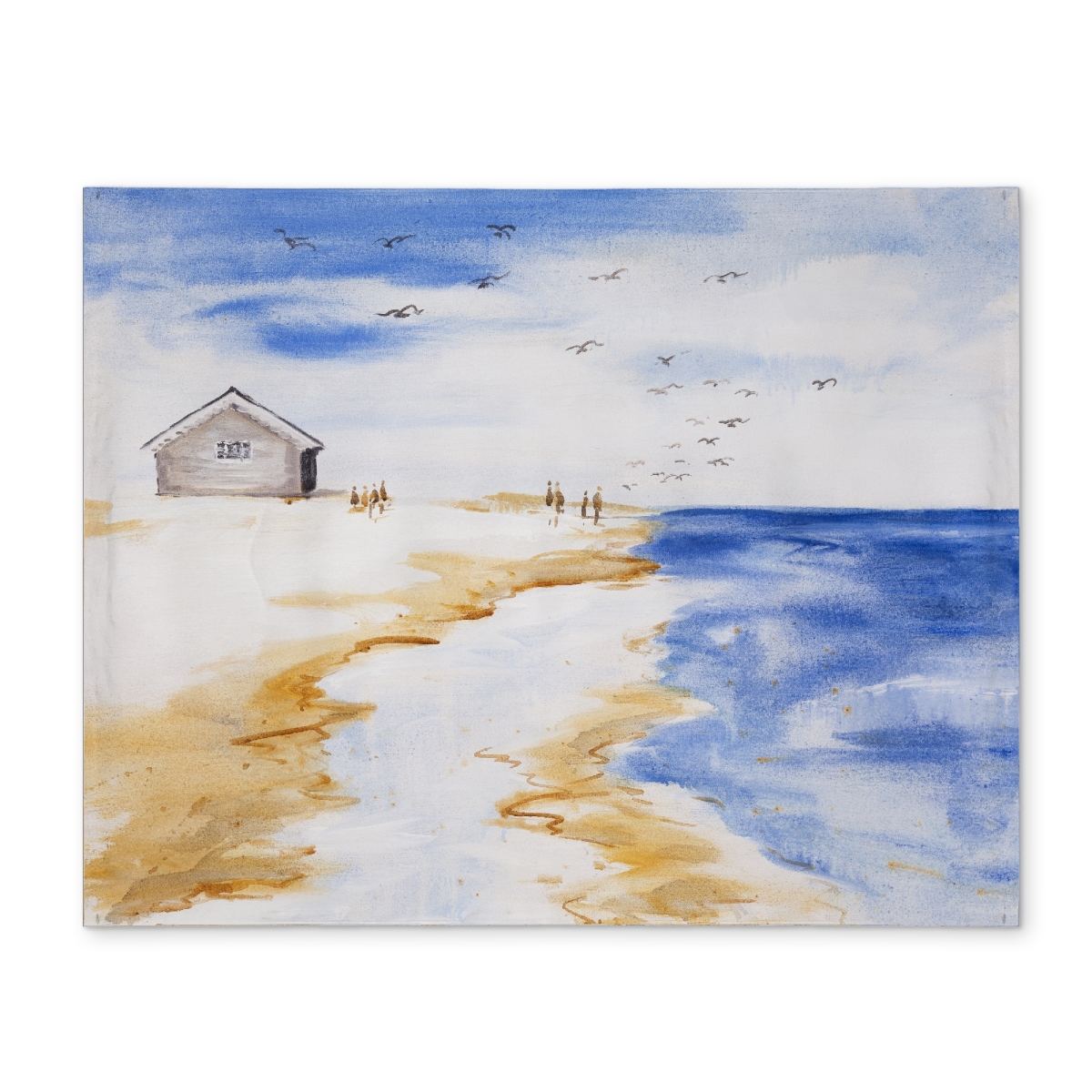 Picture of Begin Home Decor CPPM1418BQ8V5W 14 x 18 in. Blue Marine Bedroom Placemat - House on the Beach Decor