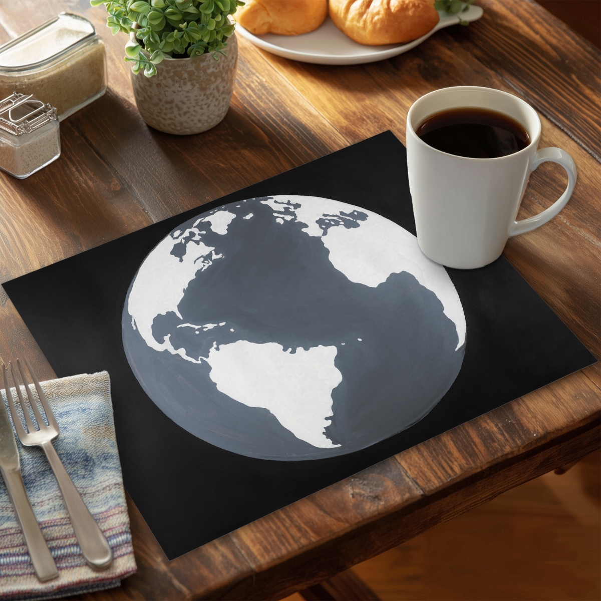 Picture of Begin Home Decor CPPM1418KJCYB8 14 x 18 in. Scenic Earth & Galaxy Blue Polyester Placemat - Earth View Decor