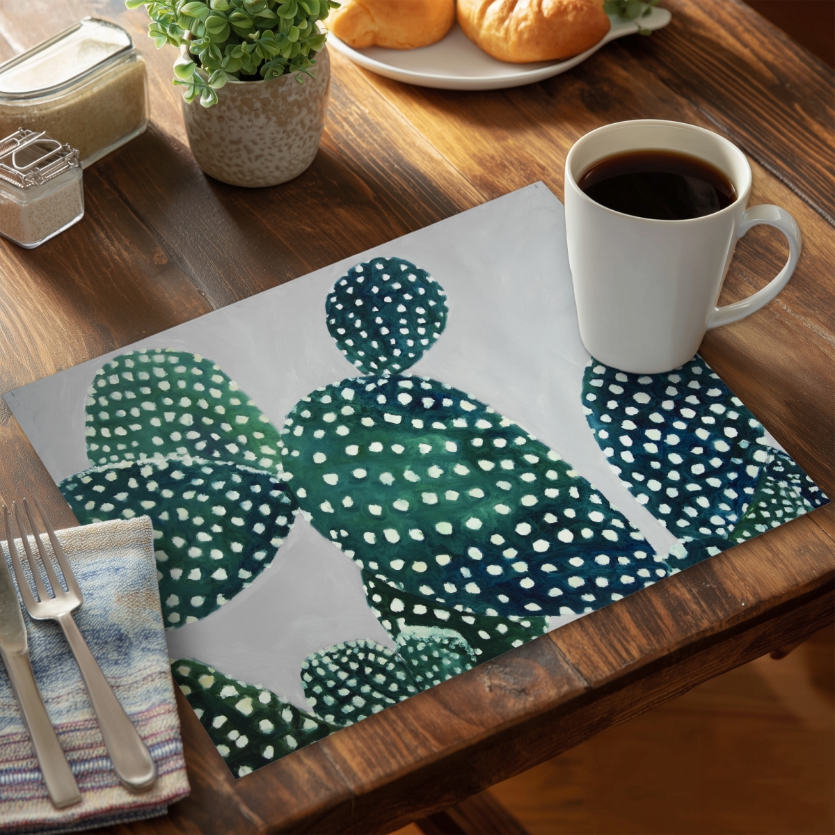 Picture of Begin Home Decor CPPM1418JZ1LB9 14 x 18 in. Opuntia Cactus Exotic Floral Placemat - Botanical Bedroom Decor