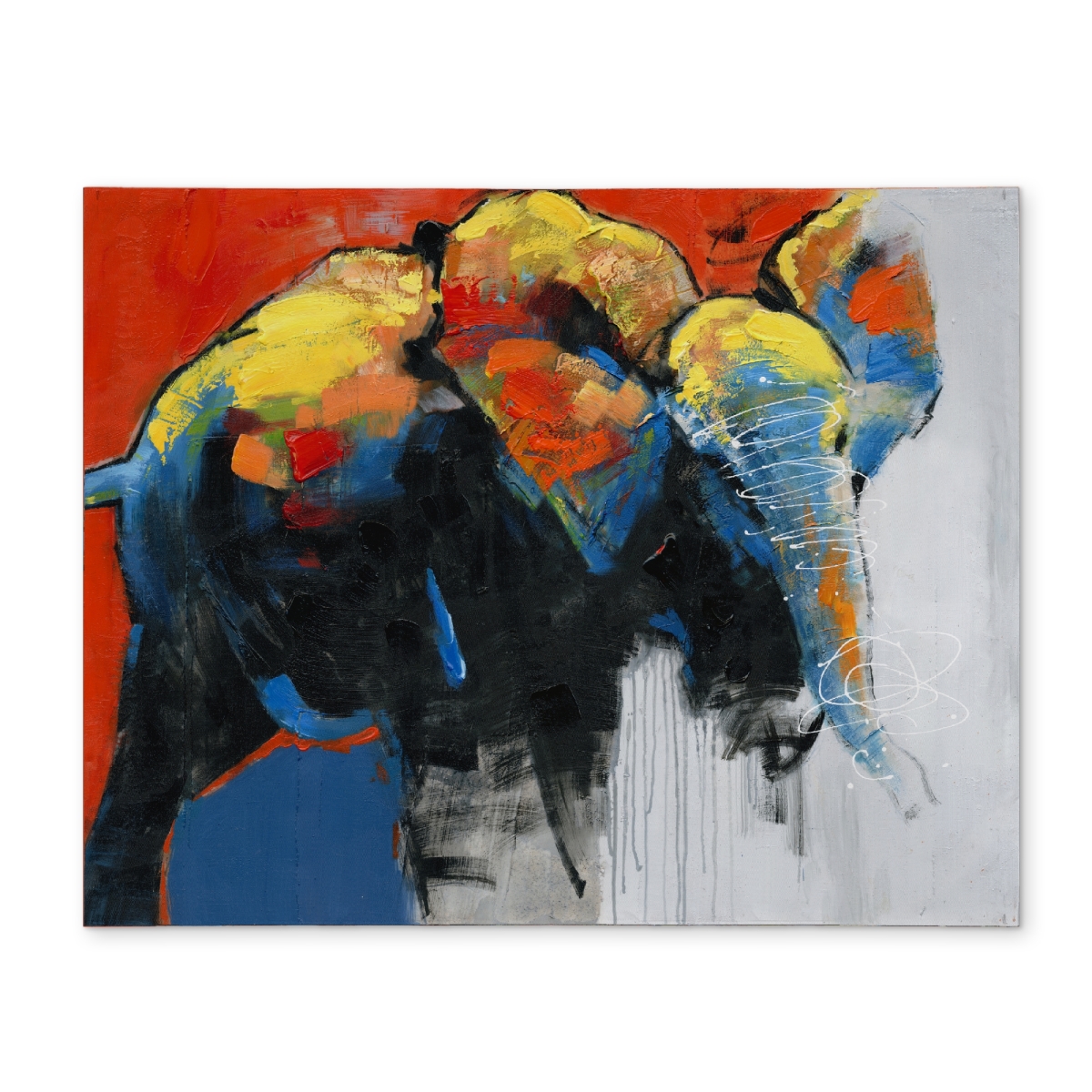 Picture of Begin Home Decor CPPM1418O00PVP 14 x 18 in. Colorful Elephant Placemat - Blue African Polyester Decor