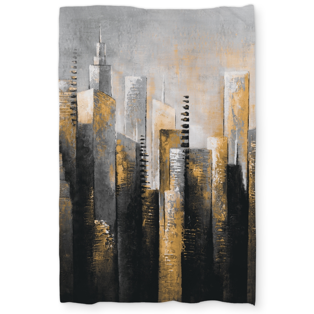 C1DCTXLWPIA4R7 Abstract Gold Skyscraper Twin Size Extra Long Duvet Cover - Contemporary Home Decor