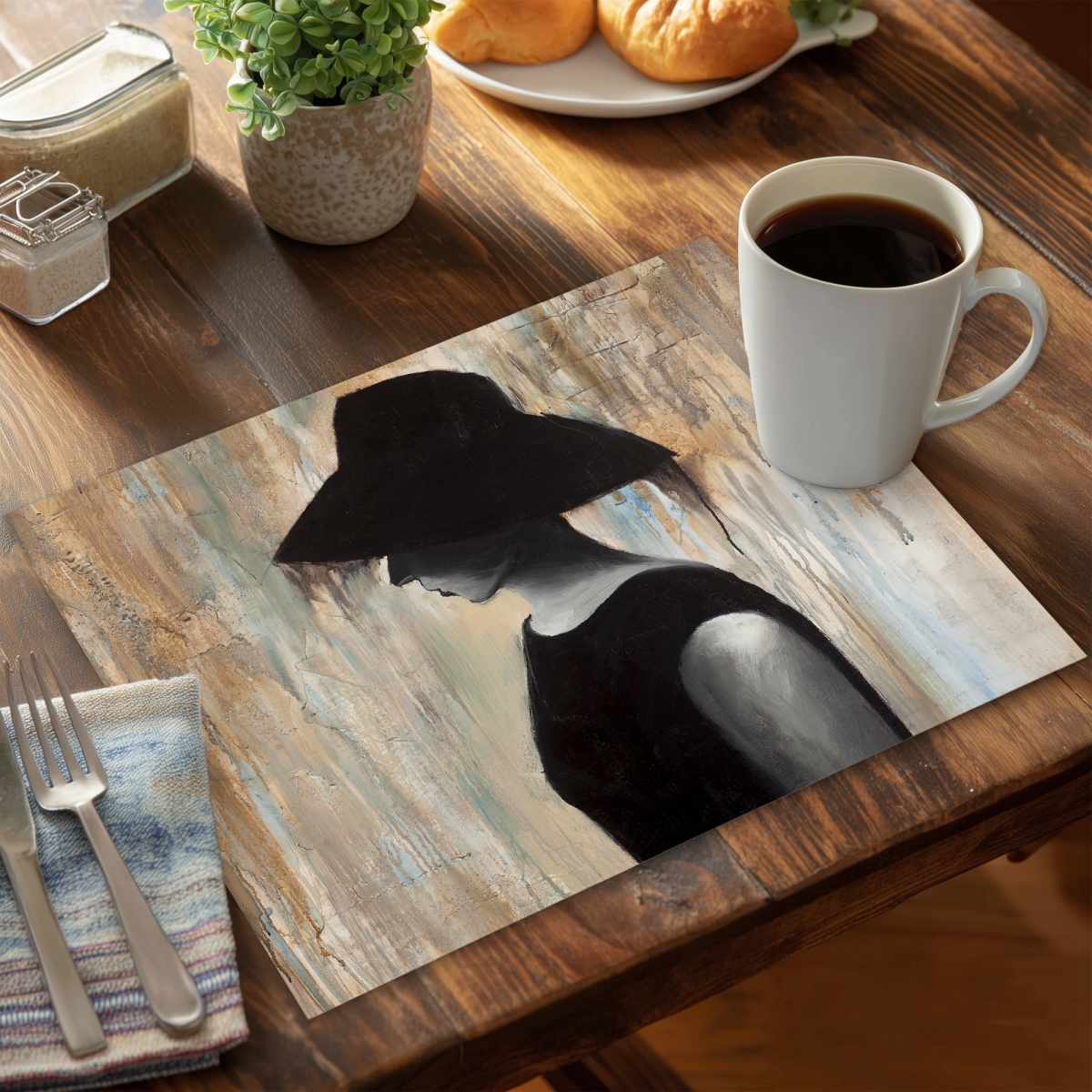 Picture of Begin Home Decor CPPM1418LCF07V 14 x 18 in. Audrey Hepburn Big Hat Placemat - Stylish Bedroom Decor
