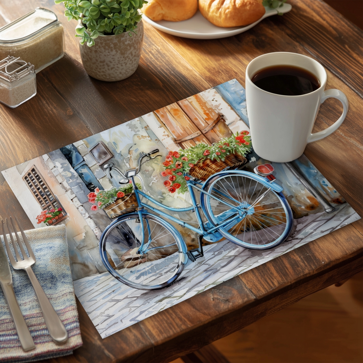 Picture of Begin Home Decor CPPM1418IBQN0R 14 x 18 in. Blue Polyester Placemat - on the Wall Home Decor Essential