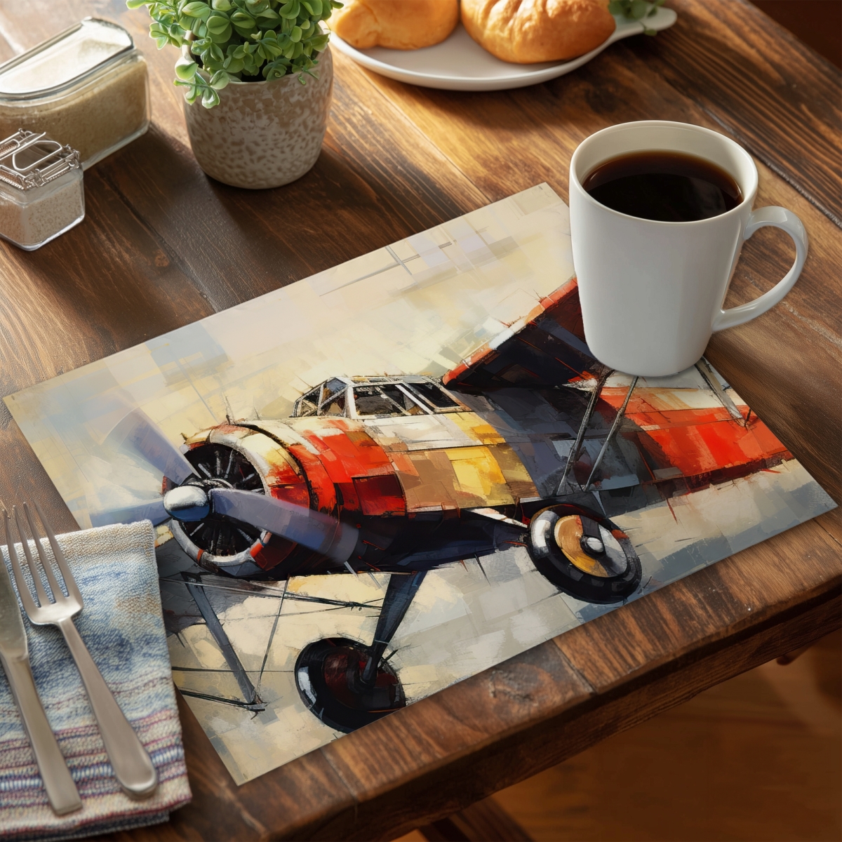 Picture of Begin Home Decor CPPM141862QTYG 14 x 18 in. Take Off Transportation Bedroom Polyester Placemat - Home Decor