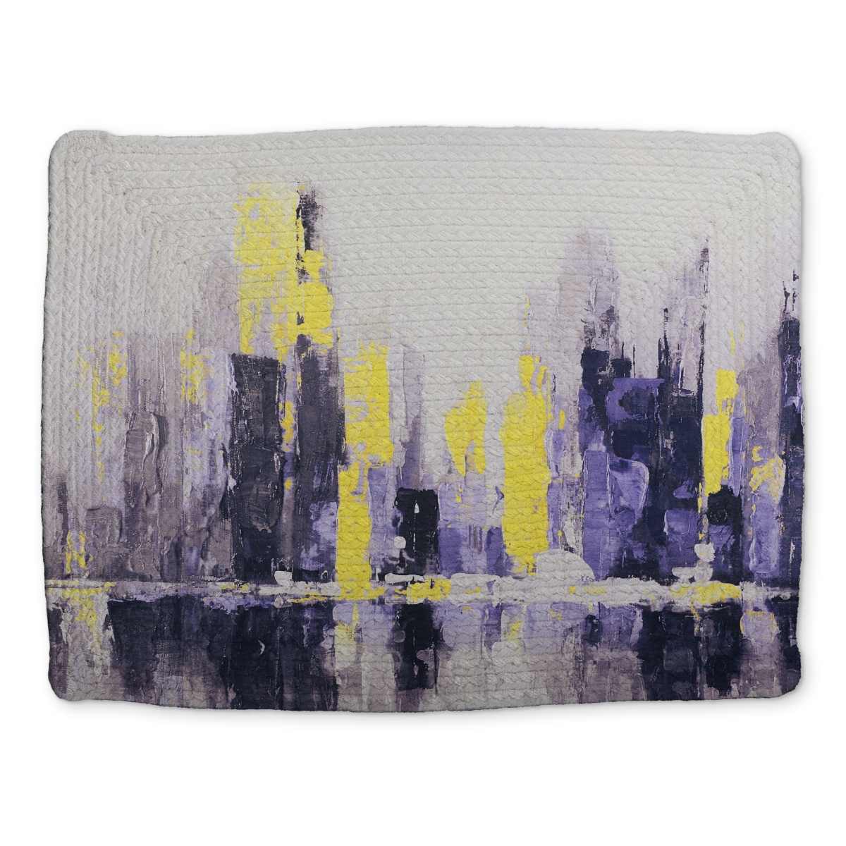 Picture of Begin Home Decor CBPM1418TQ14QP 14 x 18 in. Yellow Braided Polyester Placemat - Abstract Cityscape Decor