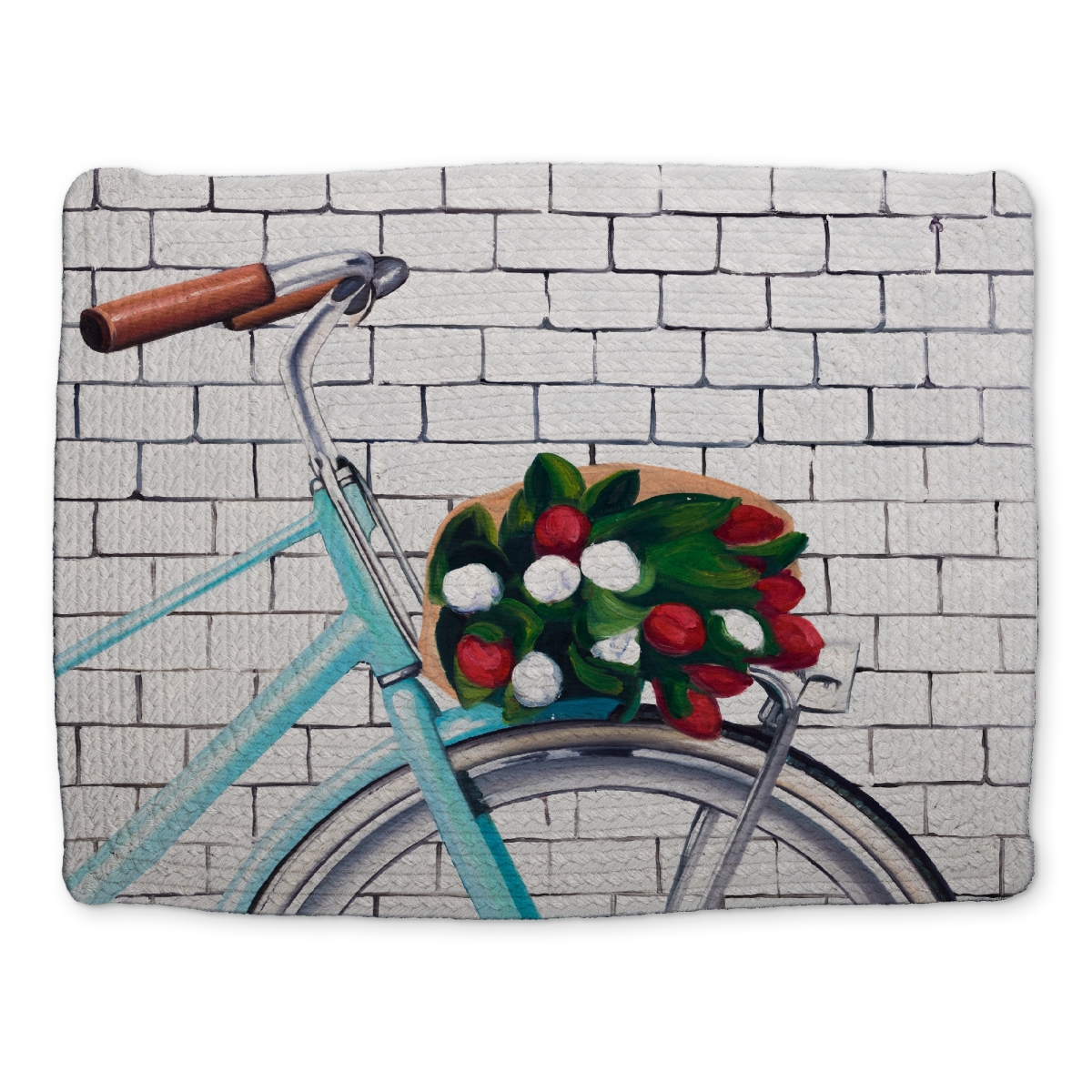 Picture of Begin Home Decor CBPM1418I31IWJ 14 x 18 in. Romantic Blue Bedroom Placemat - Bicycle with Tulips Design