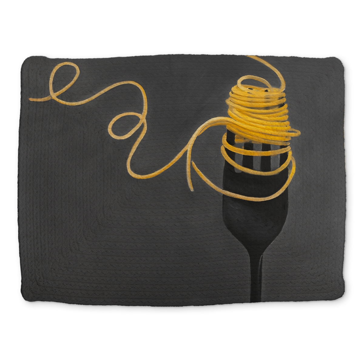 Picture of Begin Home Decor CBPM1418ICSS7C 14 x 18 in. Gray Braided Polyester Placemat - Spaghetti Pasta Fork Design