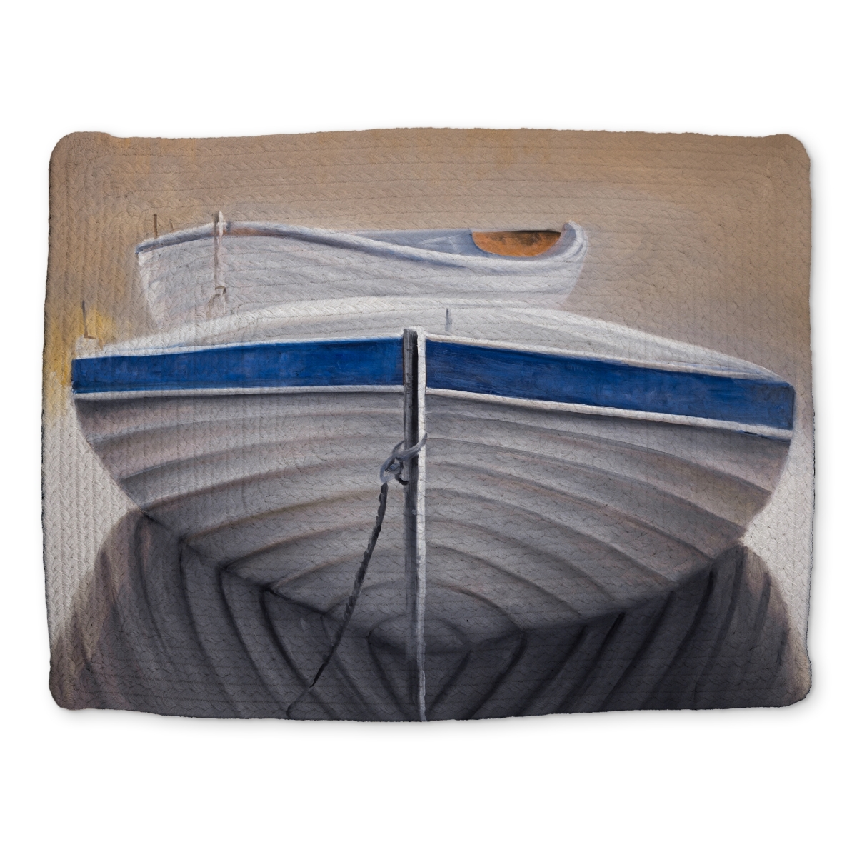 Picture of Begin Home Decor CBPM14187DMLAN 14 x 18 in. Blue Boat Coastal Braided Polyester Placemat - Two Canoe Boats