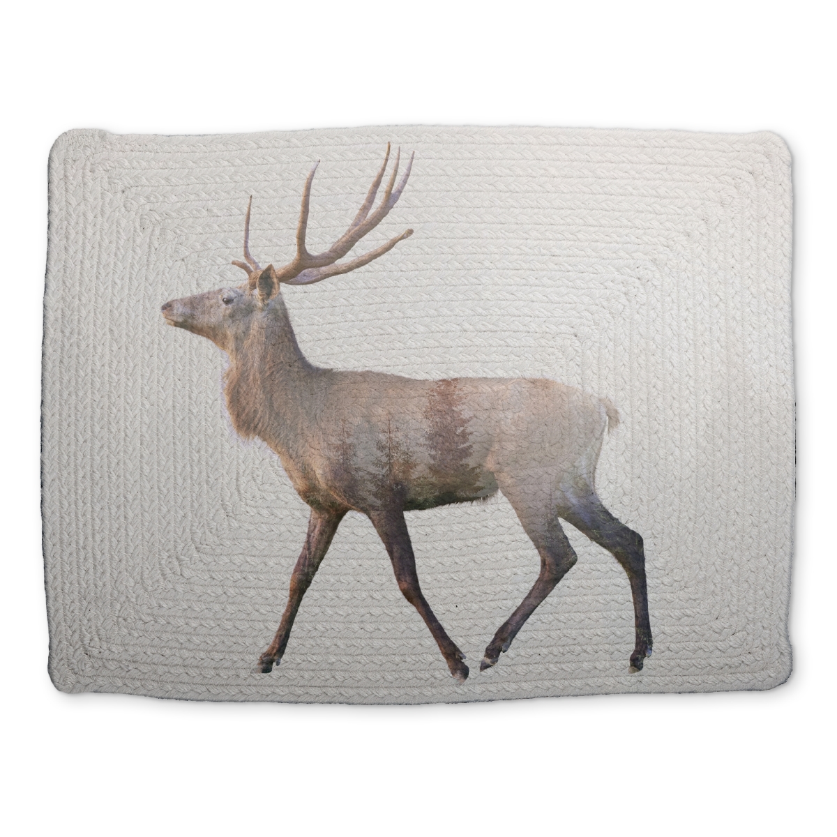 Picture of Begin Home Decor CBPM1418IFCUU9 14 x 18 in. Deer & Forest Brown Braided Placemat - Bedroom Decor