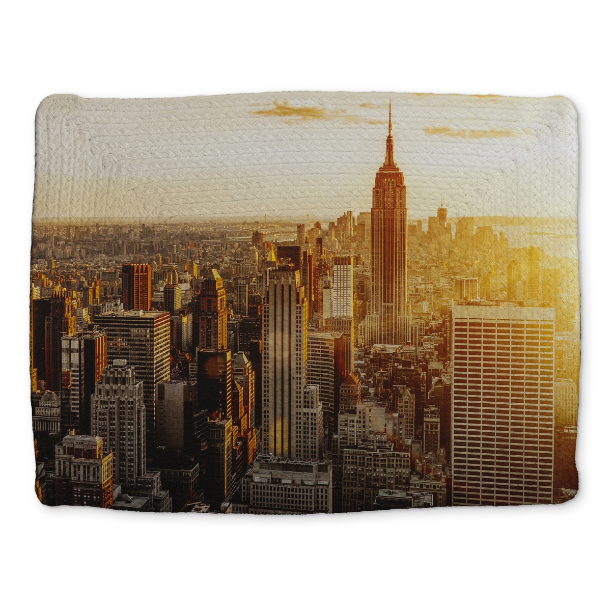Picture of Begin Home Decor CBPM1418L65W7J 14 x 18 in. Hyperrealist Gray Bedroom Braided Placemat NYC Sunset Decor