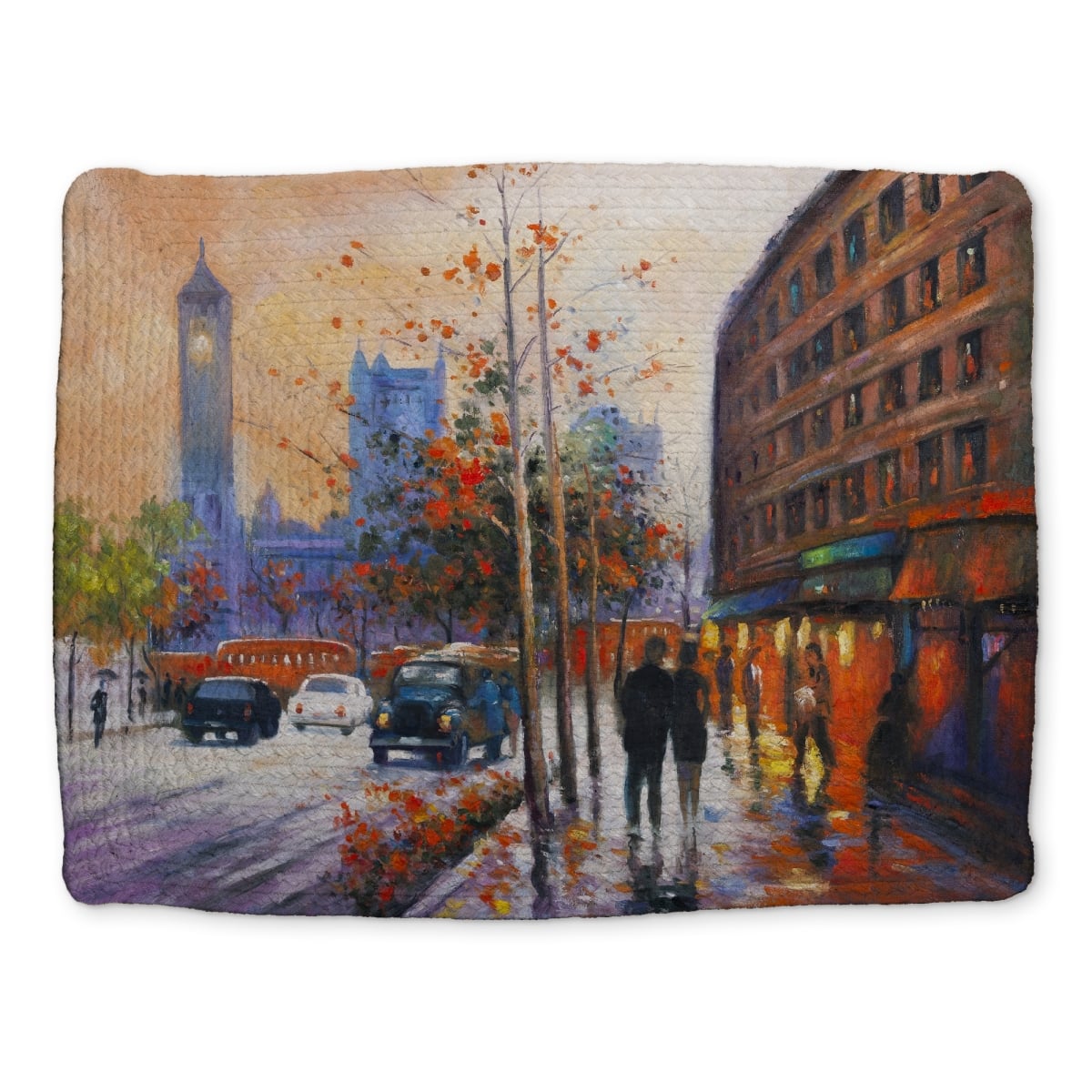 Picture of Begin Home Decor CBPM1418Z9GQDN 14 x 18 in. City by Fall Blue Trees Braided Polyester Placemat - Home Decor