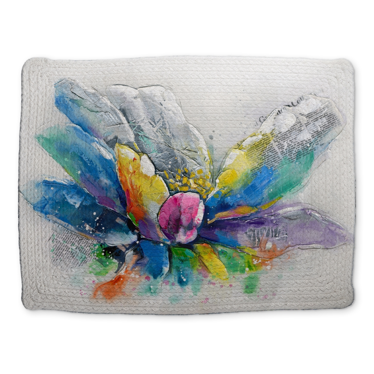 Picture of Begin Home Decor CBPM1418KVH5AN 14 x 18 in. Blue Abstract Flower Braided Placemat - Polyester Home Decor