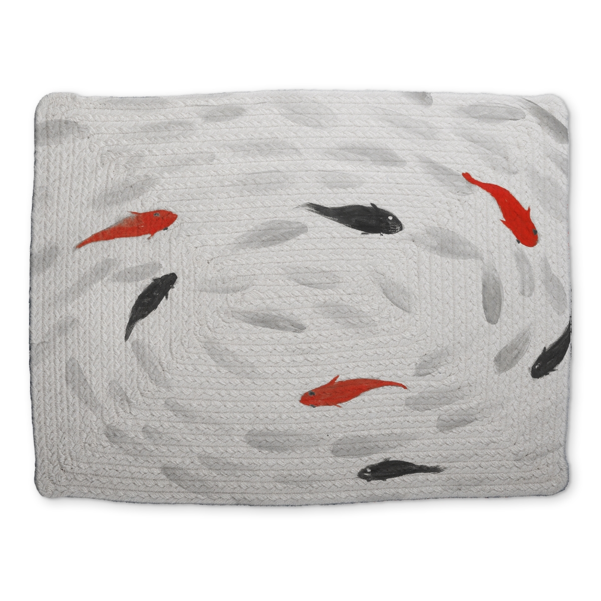Picture of Begin Home Decor CBPM1418K12W53 14 x 18 in. Swimming Fish Swirl Gray Asian Braided Polyester Placemat
