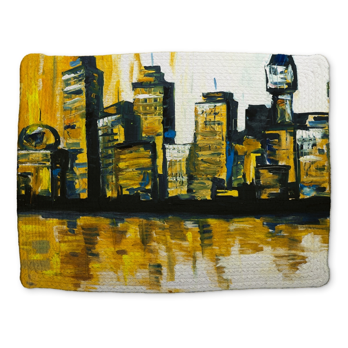 Picture of Begin Home Decor CBPM1418KWI90U 14 x 18 in. Blue Contemporary Braided Polyester Placemat - Yellow City Decor