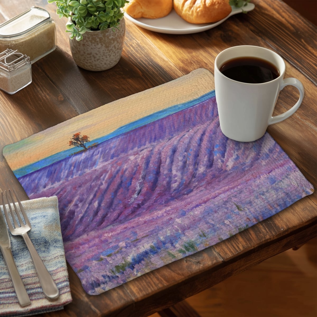 Picture of Begin Home Decor CBPM1418OOJUYA 14 x 18 in. Lavender Field Placemat - Botanical Contemporary Home Decor
