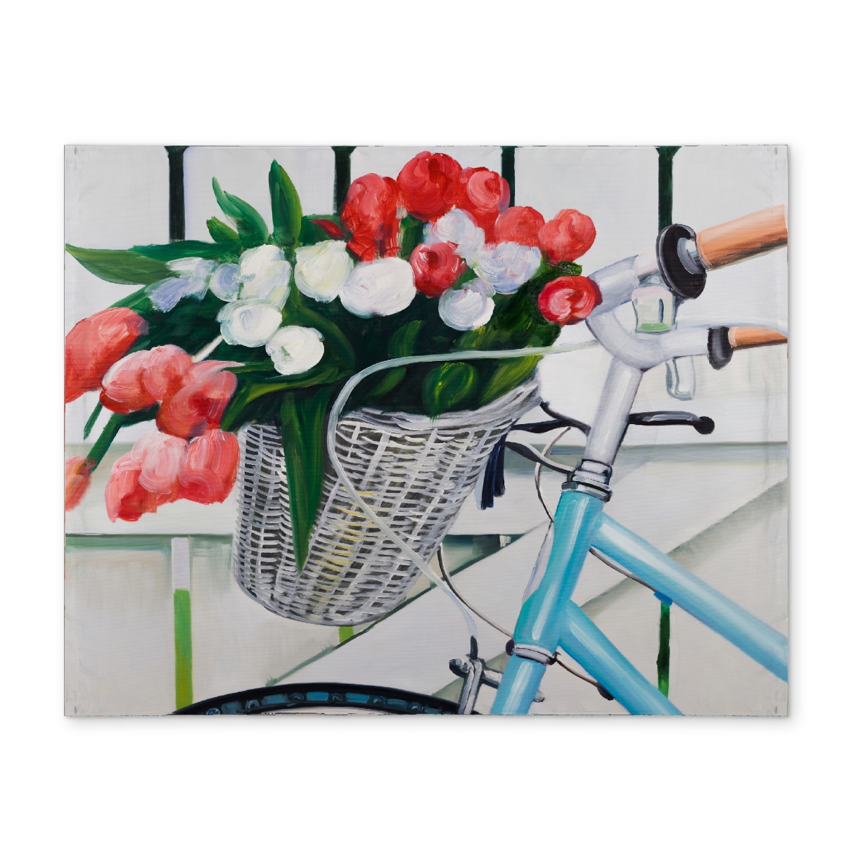 Picture of Begin Home Decor CPPM1418JYD9VG 14 x 18 in. Romantic Floral Placemat - Bicycle with Tulips for Home Decor