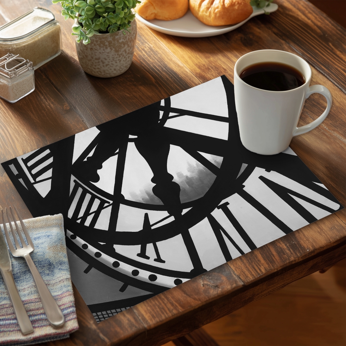 Picture of Begin Home Decor CPPM1418B70HSD 14 x 18 in. Giant Clock Orsay Museum White Placemat - Polyester Home Decor