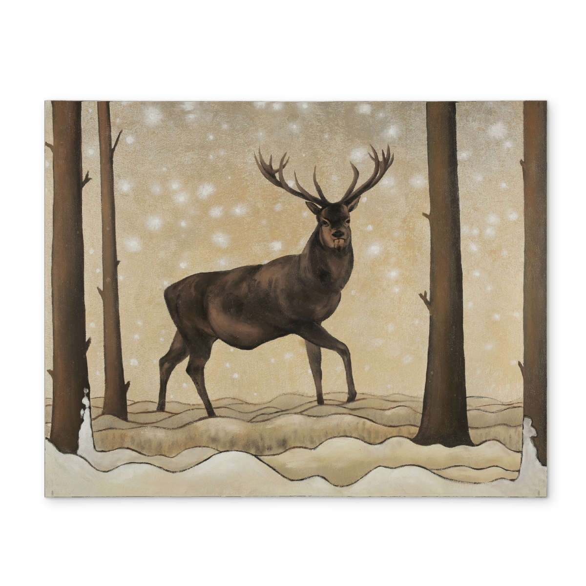 Picture of Begin Home Decor CPPM14183GZBN3 14 x 18 in. Brown Deer Rustic Placemat - Roe Deer Winter Home Decor