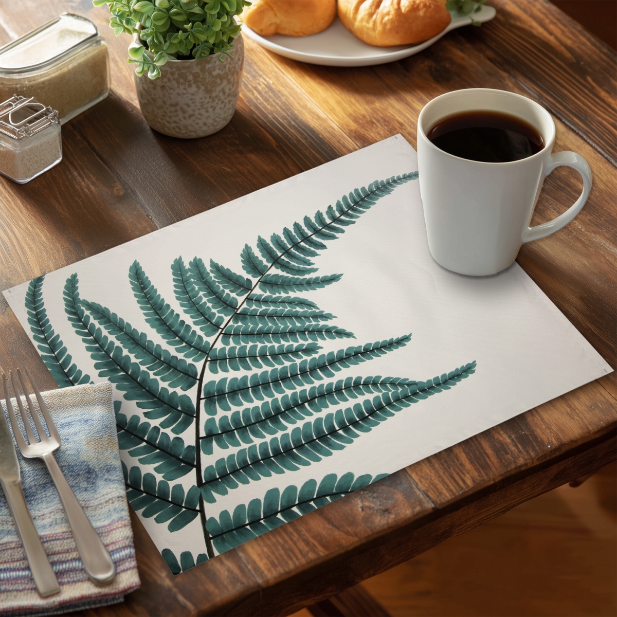 Picture of Begin Home Decor CPPM1418XIRRFJ 14 x 18 in. Fern Exotic Botanical Green Placemat - Home Decor Essential