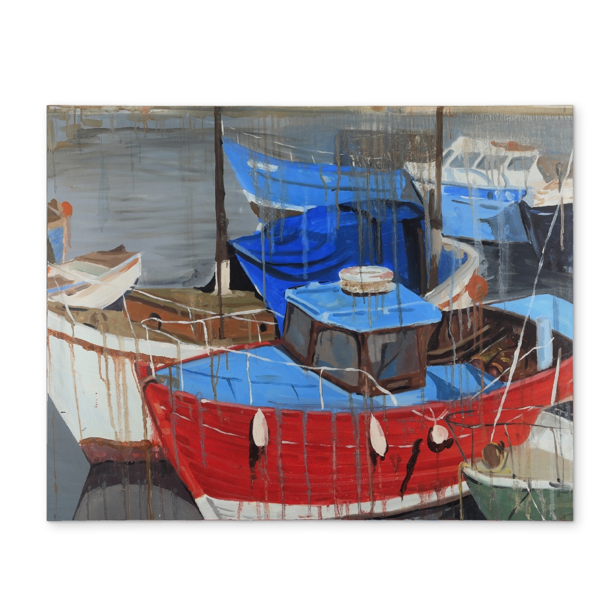 Picture of Begin Home Decor CPPM1418G24NO1 14 x 18 in. Blue Coastal Polyester Placemat - Rainy Day at the Dock Decor