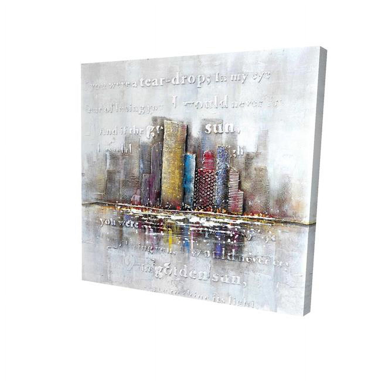 32 x 32 in. Buildings with Typography In Relief-Print on Canvas