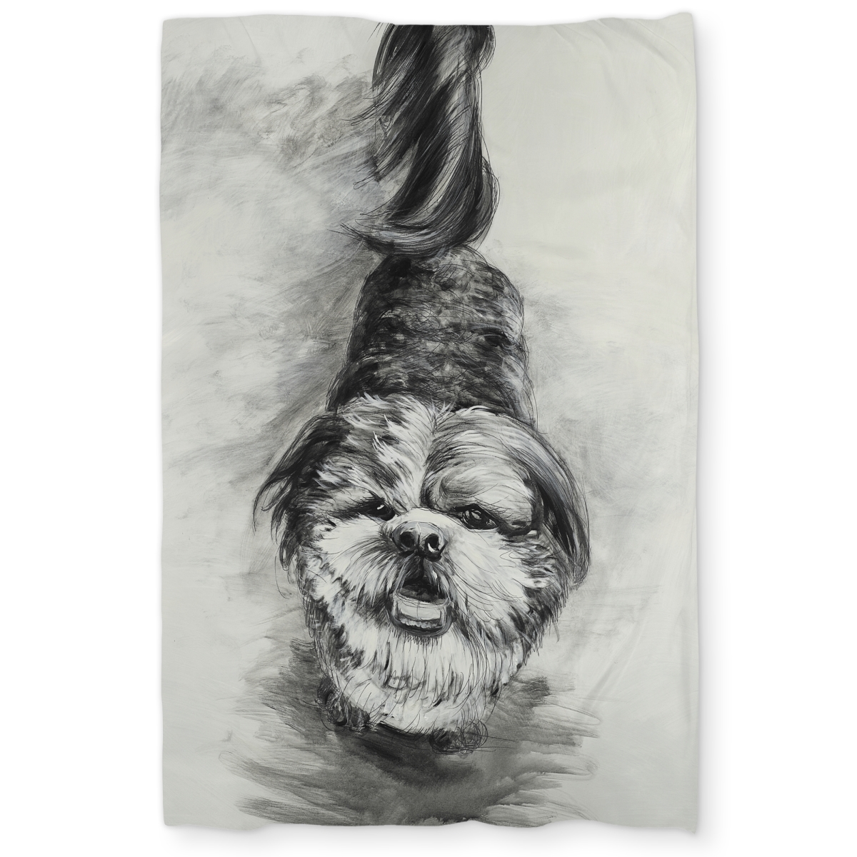 C1DCTXLWJEI8YD Happy Dog Sketch Twin Size Extra Long Duvet Cover - Illustrative Bedroom Decor