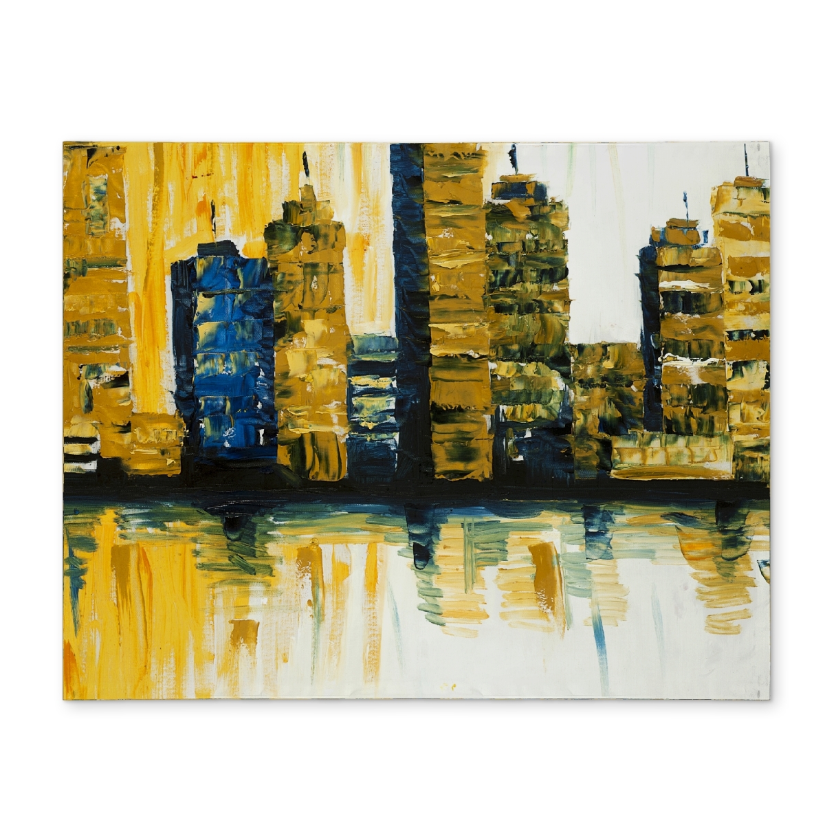 Picture of Begin Home Decor CPPM1418UXYKQ0 14 x 18 in. Yellow Abstract Skyscrapers Placemat - Modern Home Decor