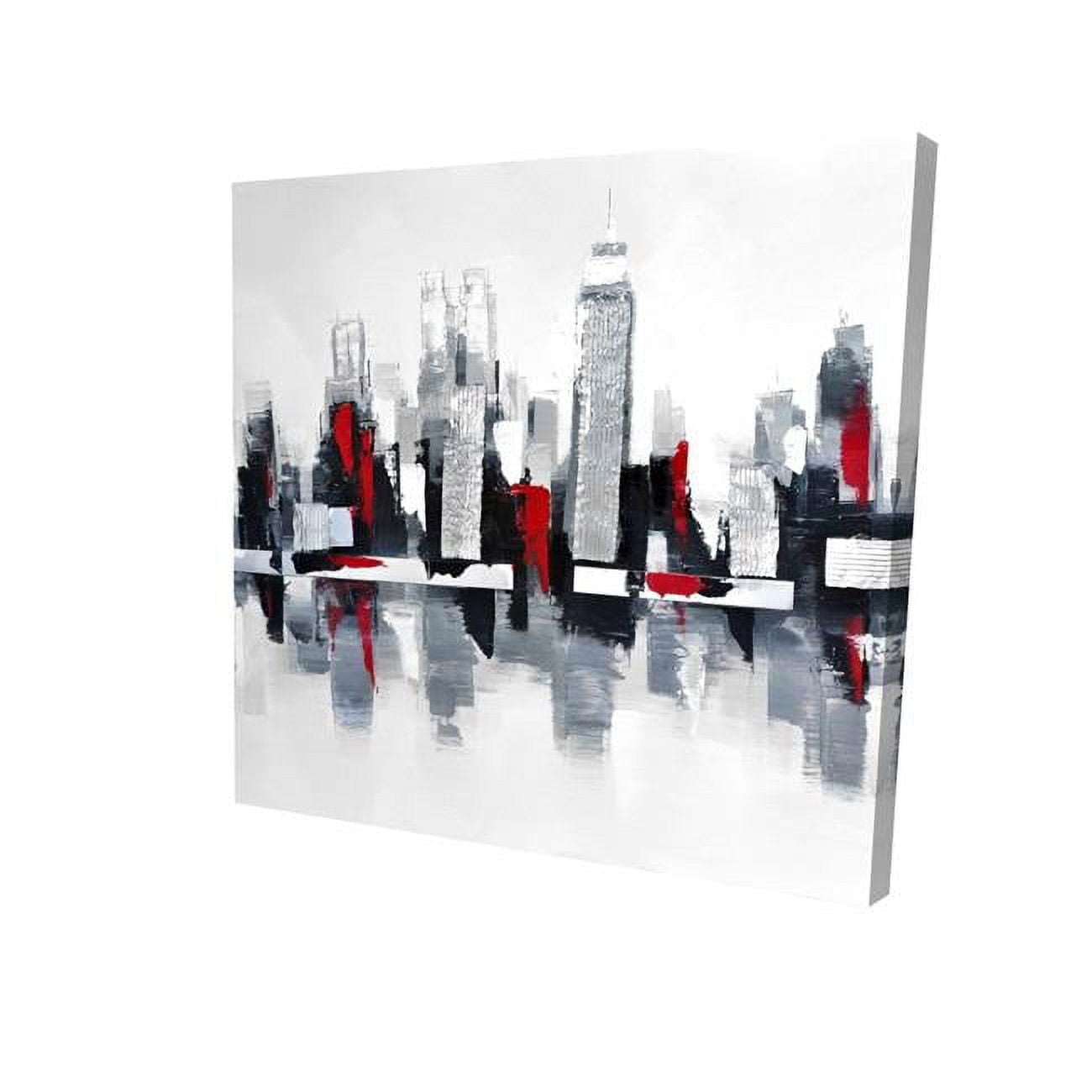 32 x 32 in. Grey & Red Cityscape-Print on Canvas