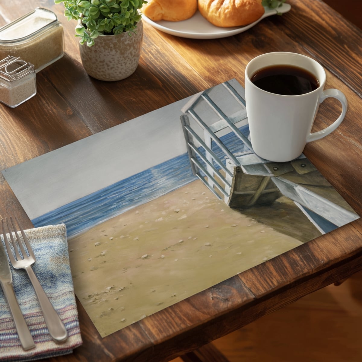 Picture of Begin Home Decor CPPM1418T1M3WC 14 x 18 in. Seaside Landscape Blue Polyester Placemat - Contemporary Decor