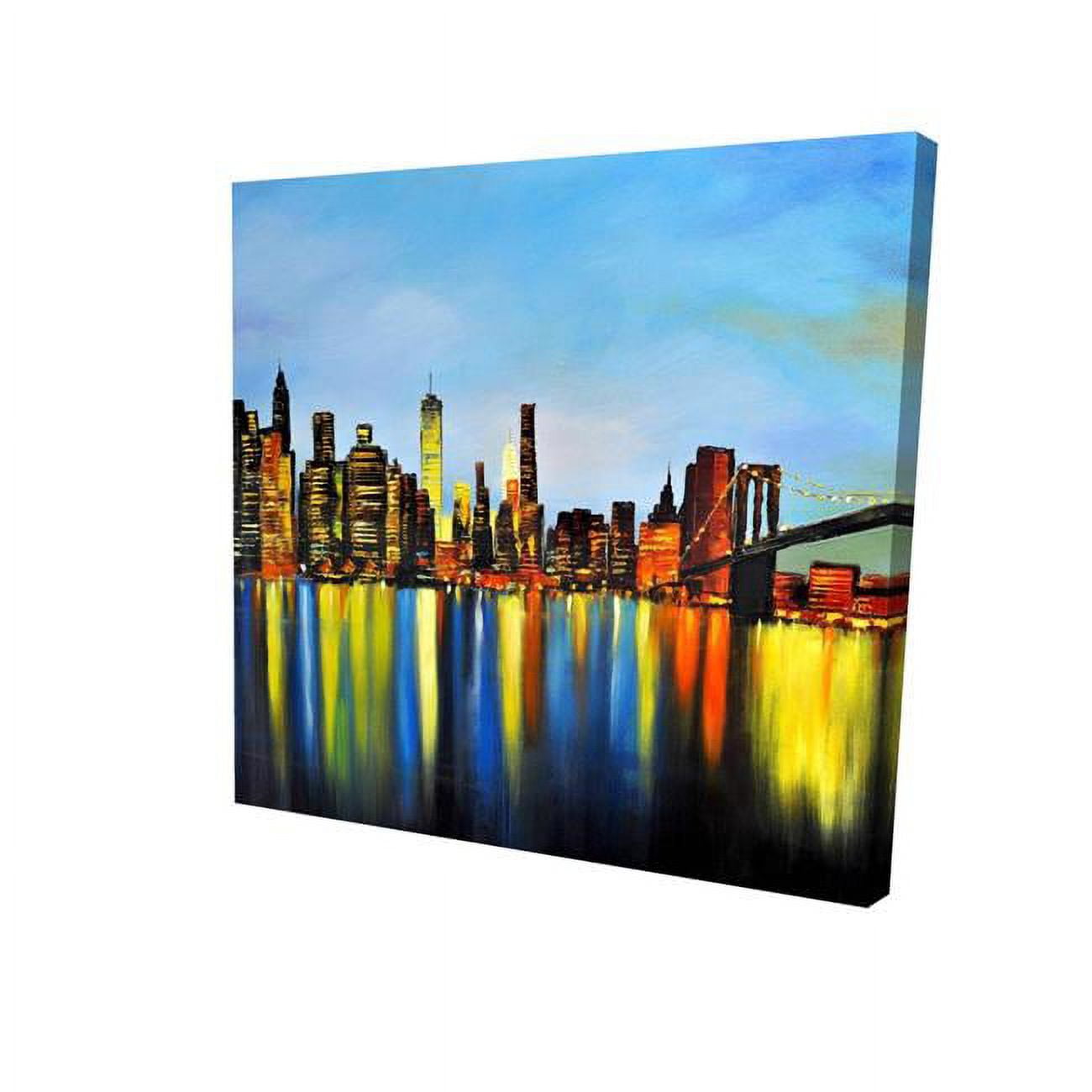 32 x 32 in. City by Night with A Bridge-Print on Canvas