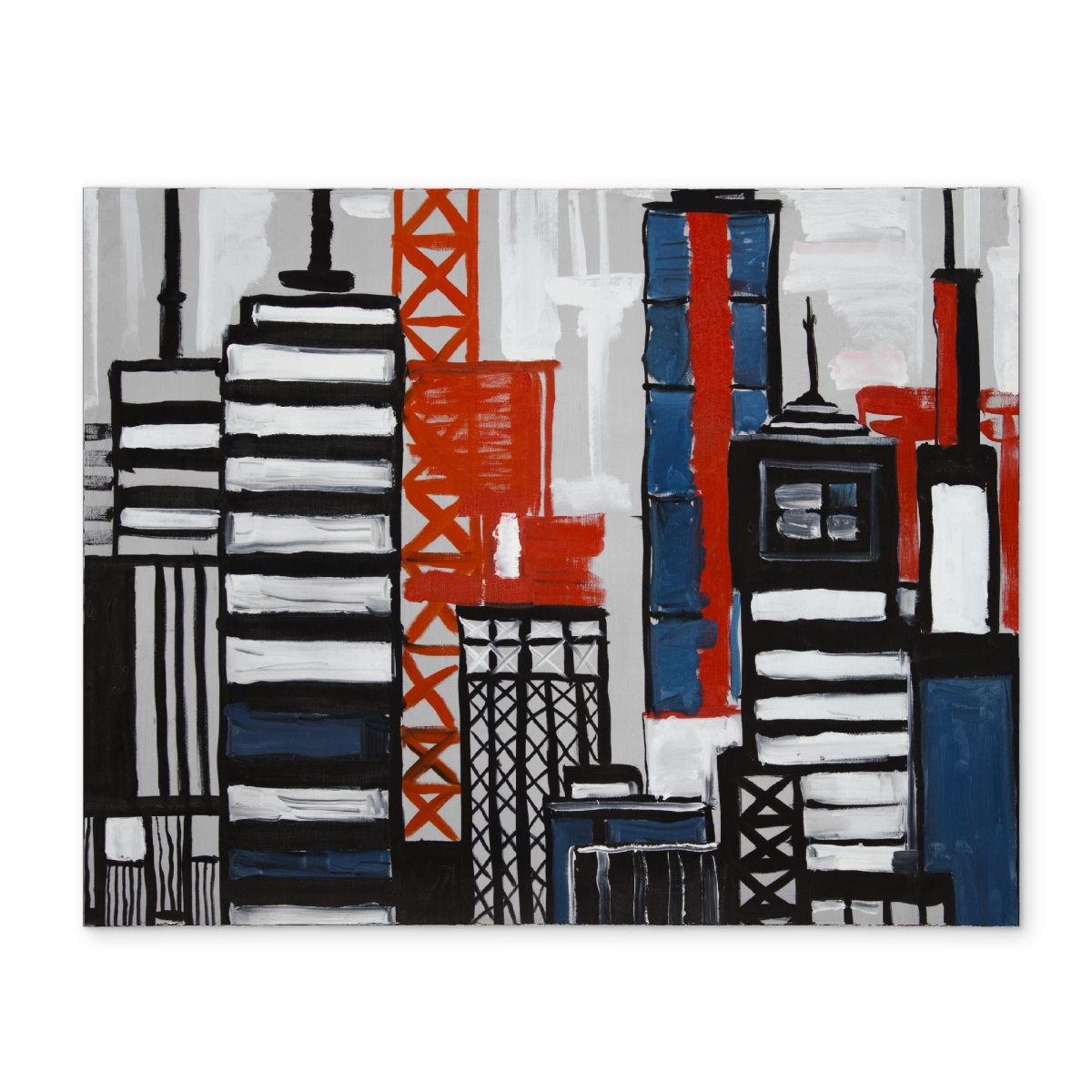 Picture of Begin Home Decor CPPM1418WVPZ7S 14 x 18 in. Geometric Towers Blue Polyester Placemat - Cities Bedroom Decor