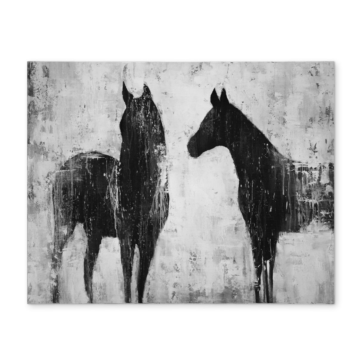 Picture of Begin Home Decor CPPM1418K5LBQS 14 x 18 in. Black & White Horses Placemat - Polyester Home Decor