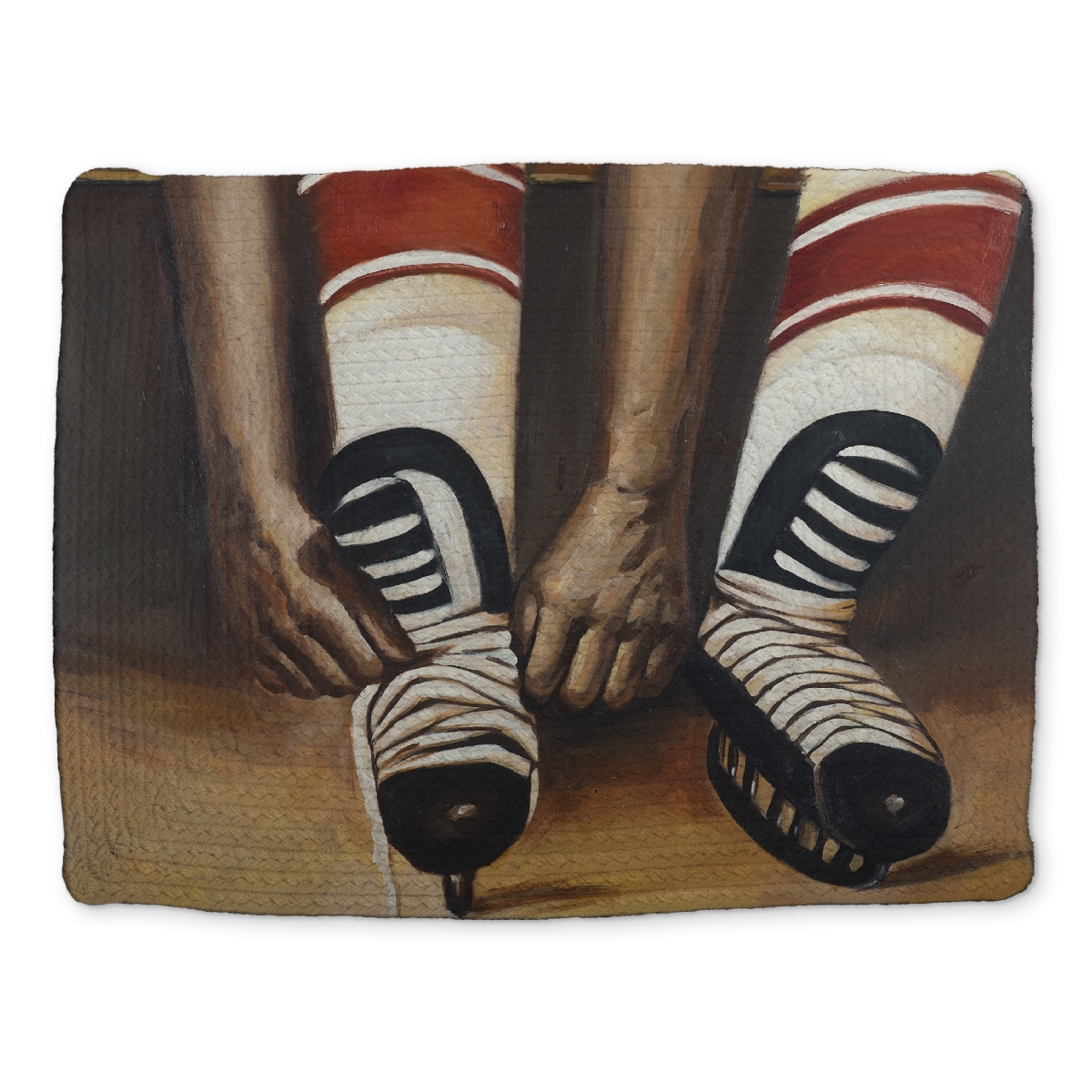 Picture of Begin Home Decor CBPM1418BWBQQQ 14 x 18 in. Hockey Player Skates Braided Polyester Placemat - Home Decor