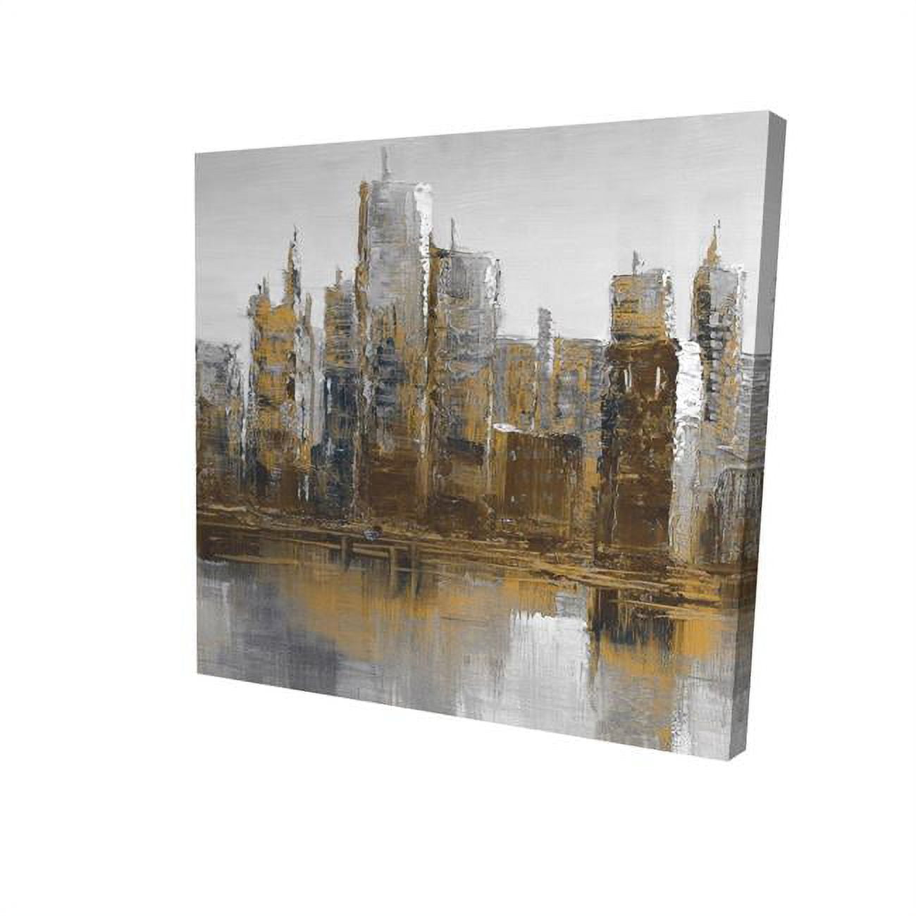 32 x 32 in. Grey & Yellow Cityscape-Print on Canvas