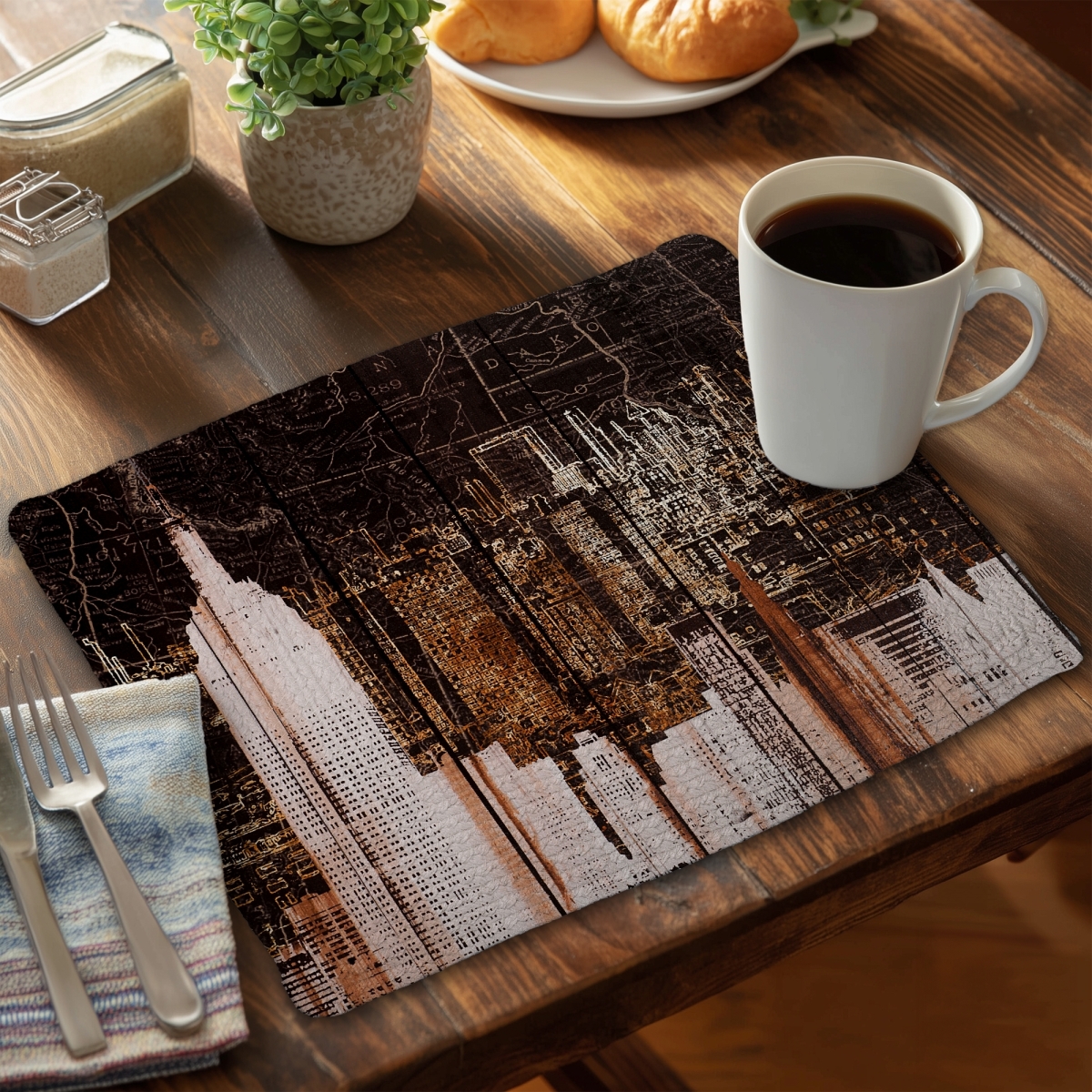 Picture of Begin Home Decor CBPM1418GGK0Z9 14 x 18 in. Empire City of York Brown Braided Placemat - Home Decor