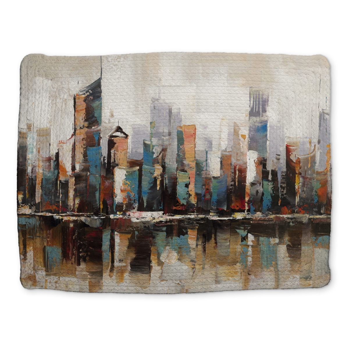 Picture of Begin Home Decor CBPM1418518N6A 14 x 18 in. Cities Industrial Blue Braided Placemat - Abstract Buildings Decor
