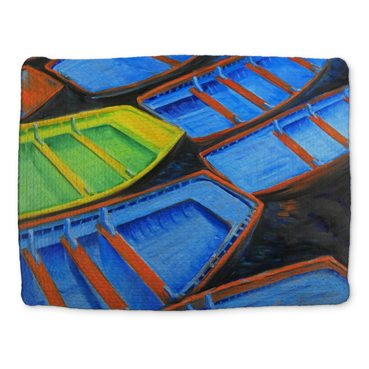 Picture of Begin Home Decor CBPM1418IPD8UK 14 x 18 in. Coastal Blue Braided Placemat - Small Canoes - Home Decor